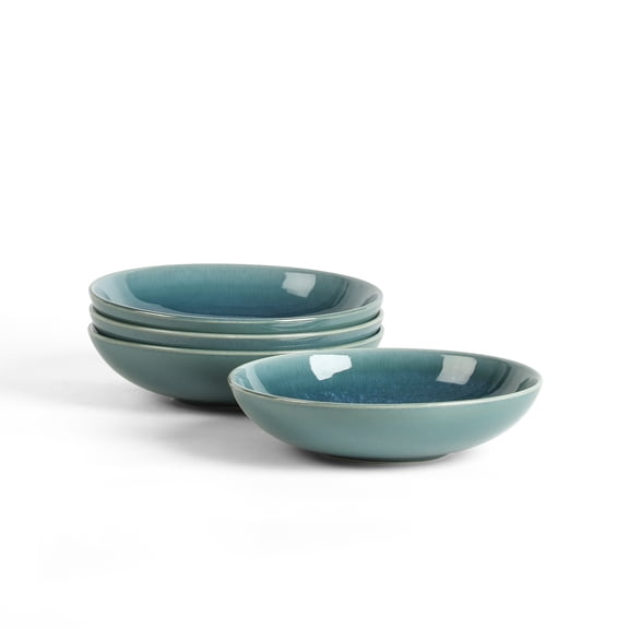 Stone Lain Riley 4-Piece Pasta Bowl Set Stoneware, Service for 4, Blue