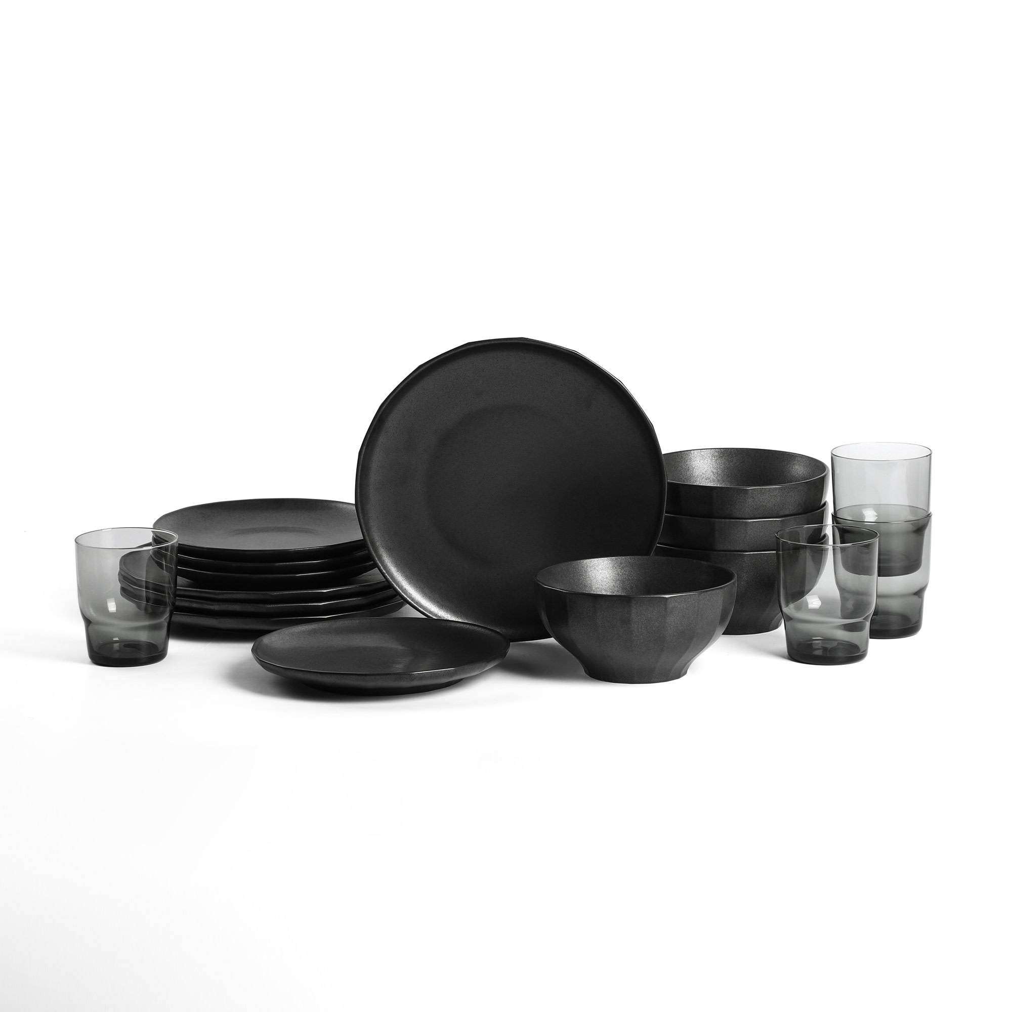 Stone Lain Rio 16-Piece Dinnerware Set Stoneware, Black - Walmart.com