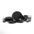 thumbnail image 1 of Stone Lain Rio 16-Piece Dinnerware Set Stoneware, Includes Glassware, Service for 4, Black, 1 of 6