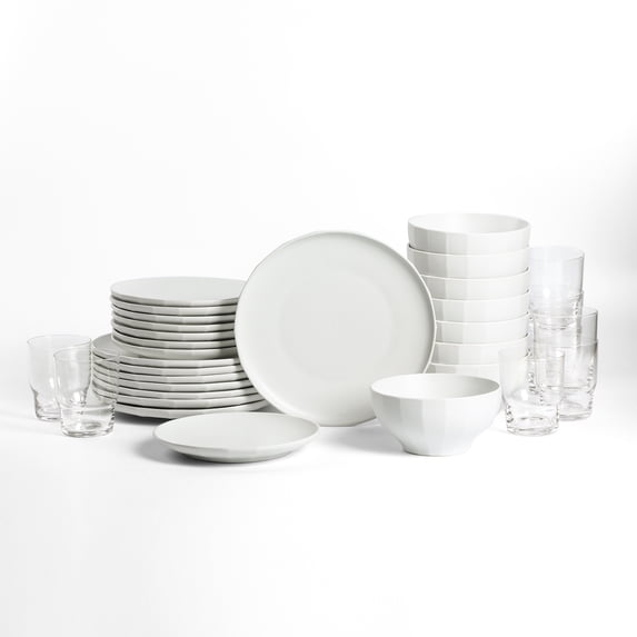 Stone Lain Rio 32-Piece Dinnerware Set Stoneware, Includes Glassware, Service for 8, Beige