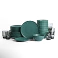thumbnail image 1 of Stone Lain Rio 32-Piece Dinnerware Set Stoneware, Includes Glassware, Service for 8, Green, 1 of 6
