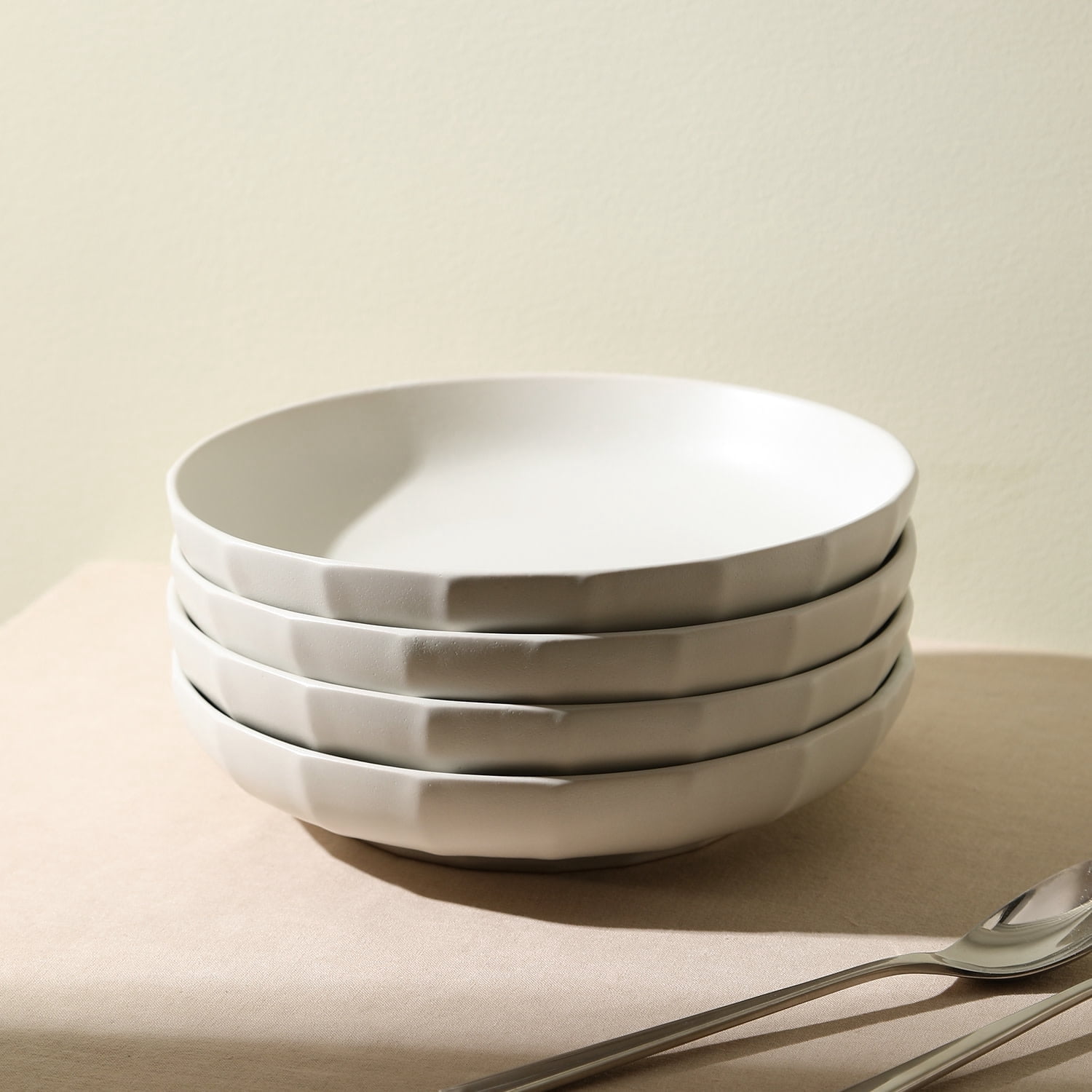 Stone Lain Rio 4-Piece Pasta Bowl Set Stoneware, Beige