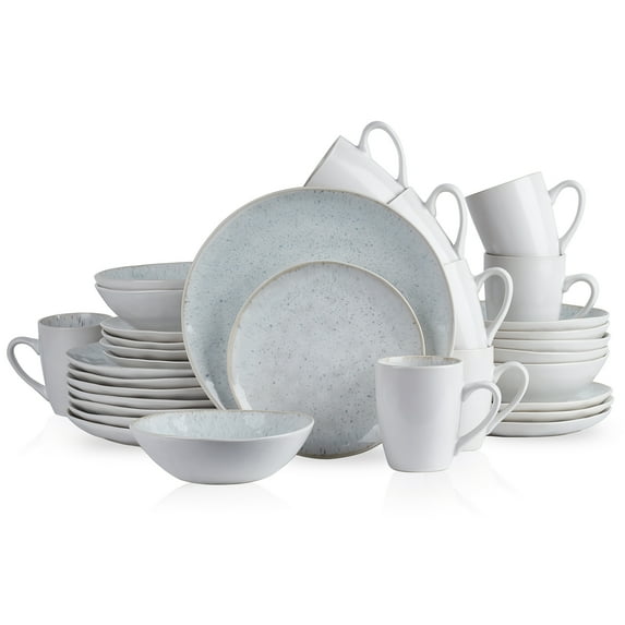 Stone Lain Romy 32-Piece Dinnerware Set Stoneware, White-Black