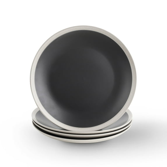Stone Lain Serenity Rustic Stoneware Small Plate Replacements, 4 Count, Gray and Cream
