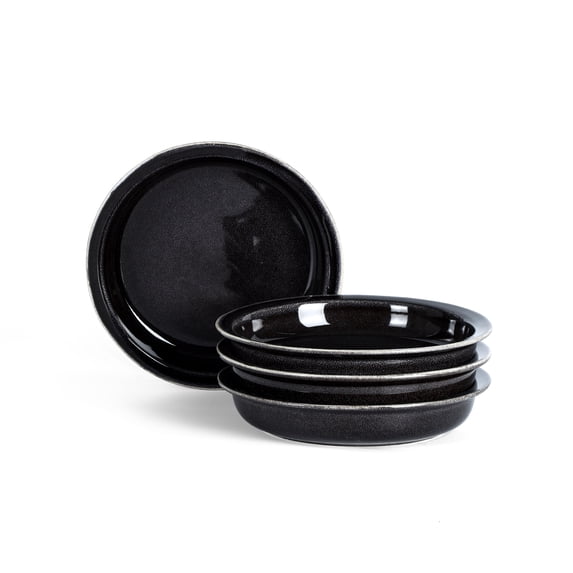 Stone Lain Slate 4-Piece Pasta Bowl Set Stoneware, Service for 4, Black