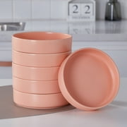 Stone + Lain Stella Porcelain Collection Dish Set, 6 Pasta Bowls Service for 6, Peach
