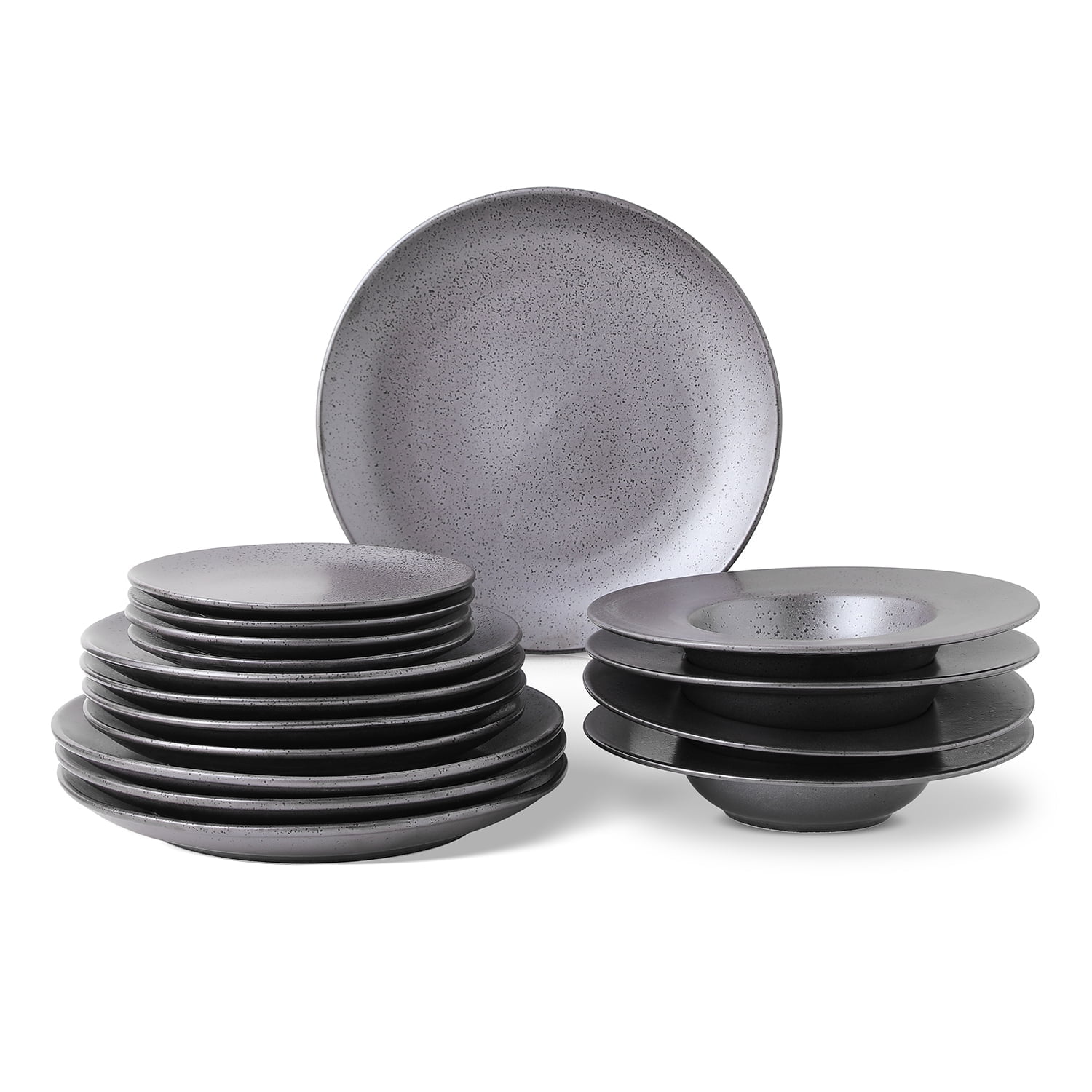 Valencia Metallic Grey Porcelain 16-Piece Dinnerware Set