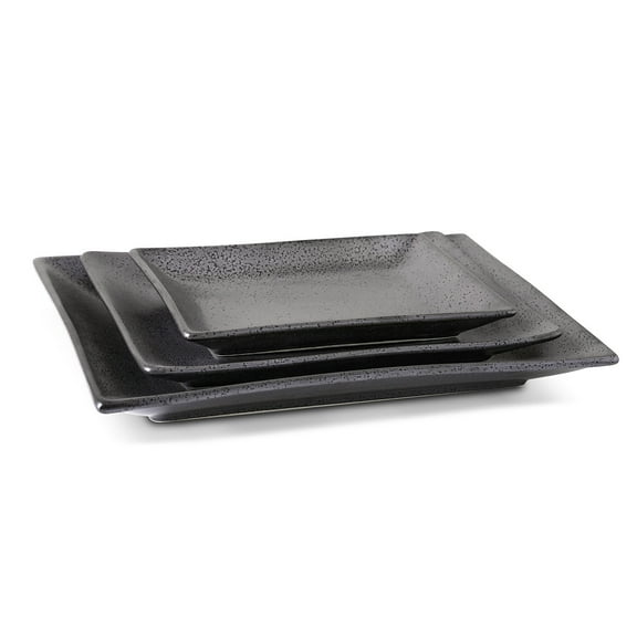 Stone Lain Valencia 3-Piece Service Plate Set Porcelain, Metallic Grey