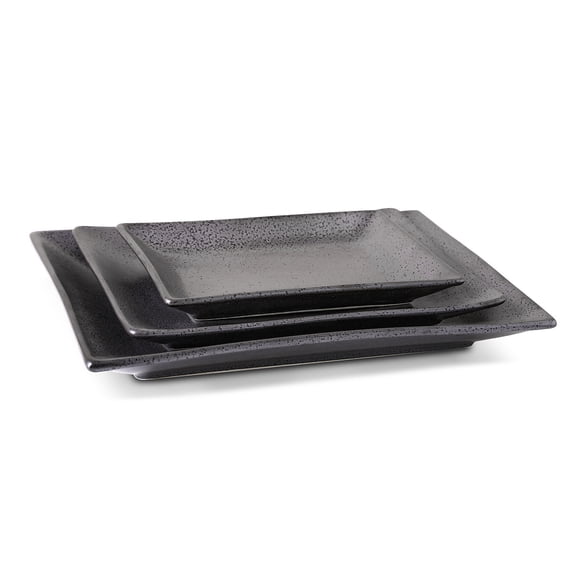 Stone Lain Valencia 3-Piece Service Plate Set Porcelain, Metallic Grey