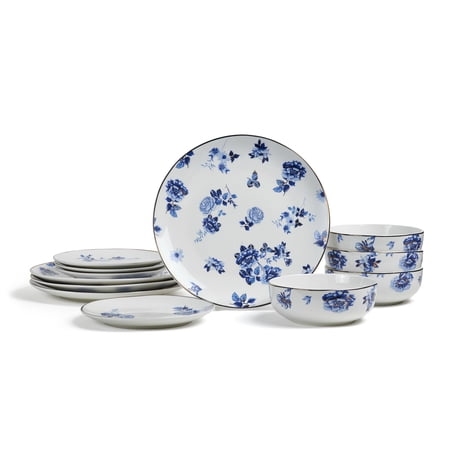 Stone Lain Viola 12-Piece Dinnerware Set Porcelain, Service for 4, Blue