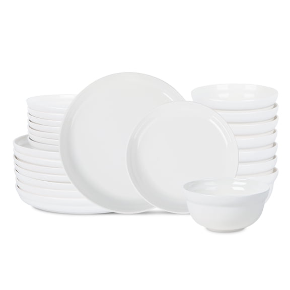 Stone Lain Virtuo 24-Piece Dinnerware Set Porcelain, White