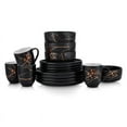 thumbnail image 1 of Stone Lain Zora 32-Piece Porcelain Gold Splash Dinnereware Set, Service for 8, Black with Gold, 1 of 6