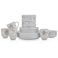 thumbnail image 1 of Stone Lain Zora 32-Piece Porcelain Gold Splash Dinnereware Set, Service for 8, White with Gold, 1 of 11