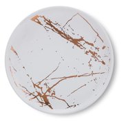 Stone Lain Zora Porcelain 4 Piece Salad Dinner Plate Set, Serving Dishes, White & Gold