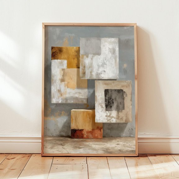 Stone Ledger Gold Geometric Print Modern Luxe Decor Unframed Paper Print