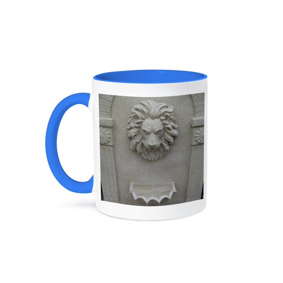 3dRose, Stone Lion, 11oz Two-Tone Blue Mug