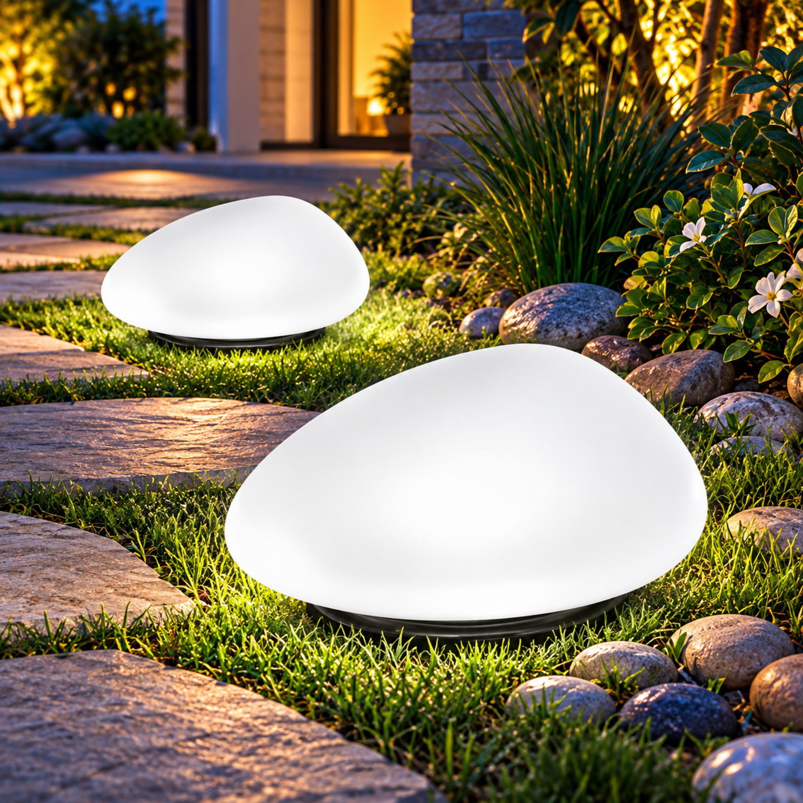Cobblee Path Stone Look Solar Rock Lights Outdoor Garden Decorative Lamp Waterproof ...