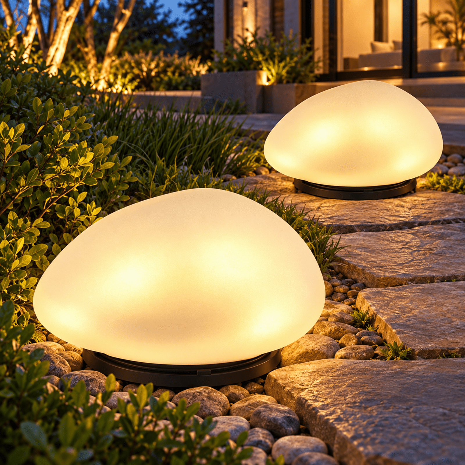Cobblee Path Stone Look Solar Rock Lights Outdoor Garden Decorative Lamp Waterproof ...