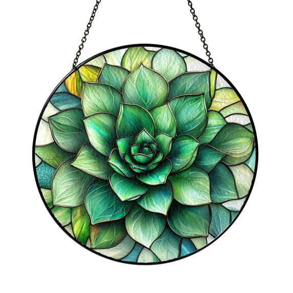 Stone Lotus Inspired Succulent Window Decor – Stained Glass Style Plant ...