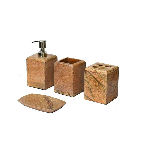 Stone Made Accessories Soap Dispenser with Chrome Polish One Extra Pump with 4 Complete Set for Room , Luxury Hotel Bathroom