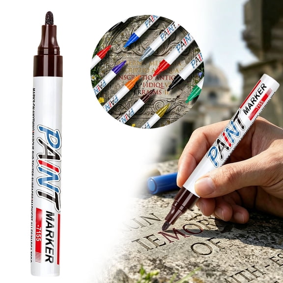 Stone Marker Pen - Memorial Lettering Pen for Engraved Stone - Paint Pen for Restoring Inscriptions - Outdoor Graveyard Marker - 1 Piece - Brown