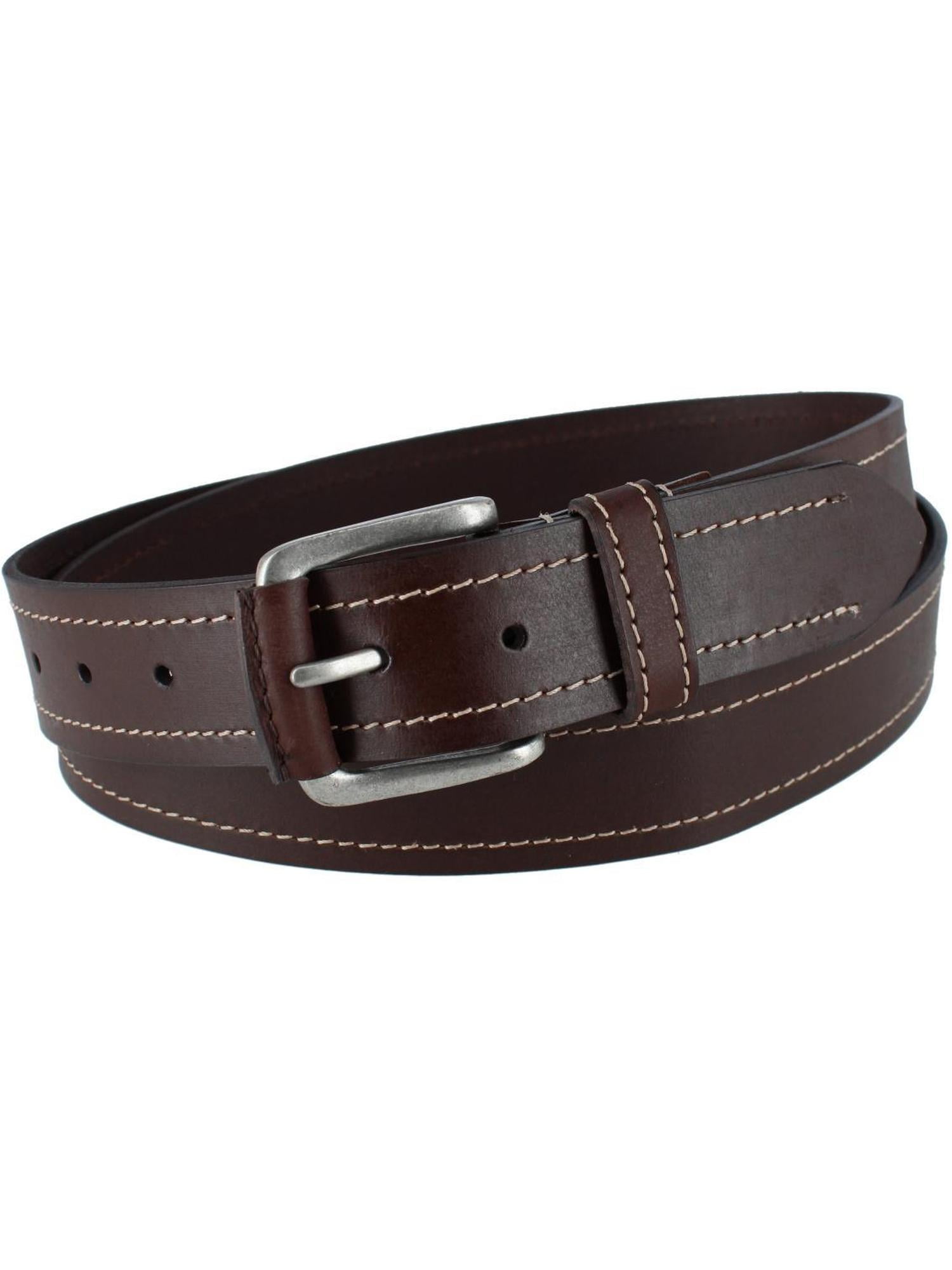 Stone Mountain Contrast Stitch Leather Belt (Men Big & Tall