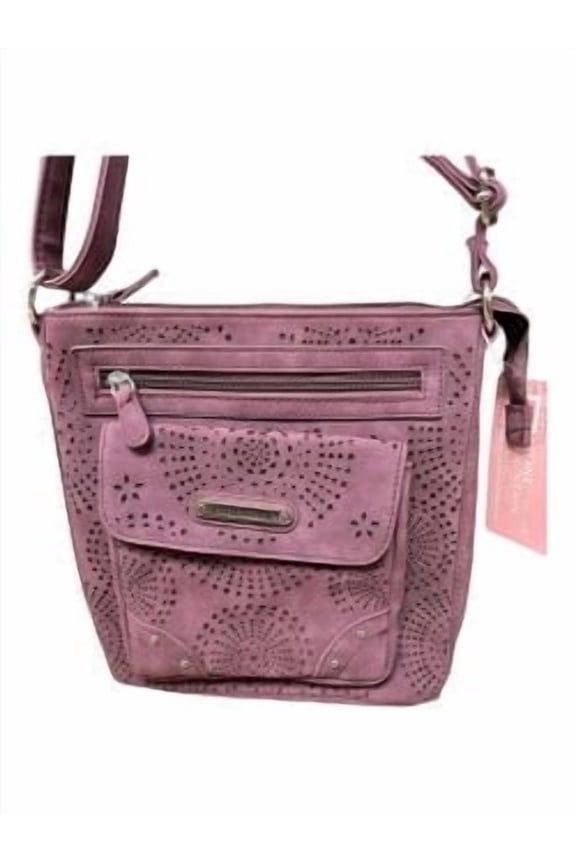 Tooled Suede Crossbody Purse for Women, Adjustable Strap Small Shoulder Bag, Burgundy Purple