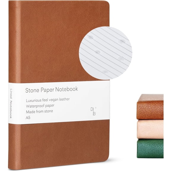 Stone Paper Ruled Notebook A5 Hardcover Vegan Leather Journal | 160 Pages | Executive Notebook For Men and Women |Comes With Box Water Proof Notebook Cinnamon