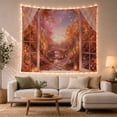 thumbnail image 1 of Stone Pathway Through Glowing Lanterns & Autumn Foliage, Whimsical Fantasy for Nature Lovers, Enchanted Landscape Art, Housewarming Gift Tapestry Wall Hanging for Bedroom and Living Room, 1 of 6