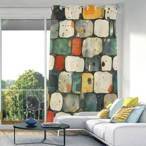 Stone Pattern Blackout Curtains 84"x42" Thermal Insulated Curtain 1 Panel