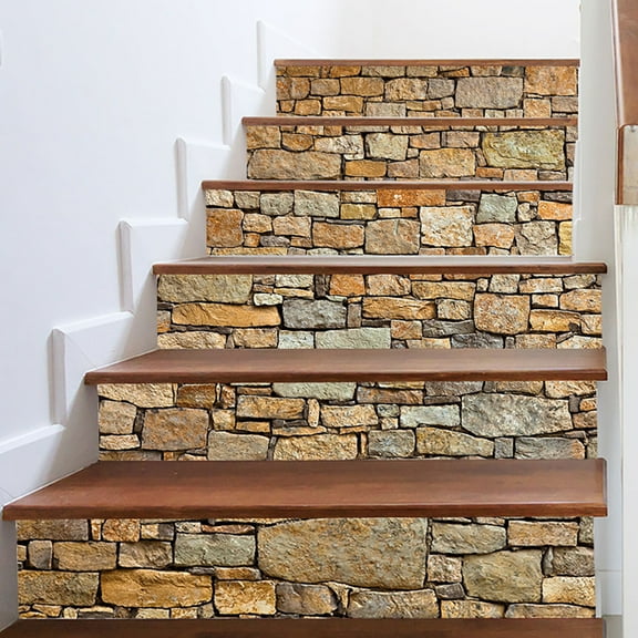 Stone Pattern Stairs Sticker, Peel and Stick Staircase Decals Self Adhesive Vinyl Stair Decals Wall Sticker for House Stairs Decoration