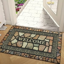 Stone Pattern Welcome Doormat Non-Slip Floor Mats Indoor Outdoor Entrance Carpet Home Decor