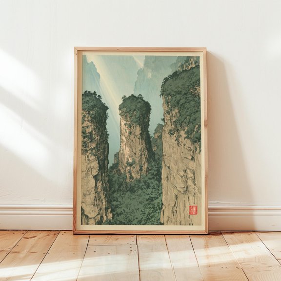 Stone Pillar Poster Mountain Landscape Print Nature Wall Art