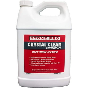 Stone Pro  Crystal Clean Daily Cleaner, Cleans and Reinforces Sealant  on Stone Surfaces like Marble & Granite, Stainless Steel, Windows, Mirrors & Glass  (1 Gallon - 128 Fl Oz Concentrate)