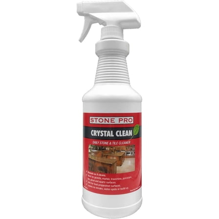 Stone Pro  Crystal Clean Daily Cleaner, Cleans and Reinforces Sealant  on Stone Surfaces like Marble & Granite, Stainless Steel, Windows, Mirrors & Glass  (32 Fl Oz Ready to Use)