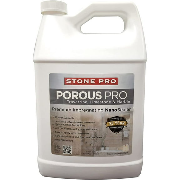 Stone Pro Porous Pro Sealer for Sealing Travertine, Limestone, Marble & Porous Stone (1 Gallon – 128 Fl Oz)
