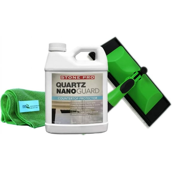 Stone Pro Quartz Nano Guard, Countertop Sealer for Granite, Quartz & Quartzite, Protector Against Oil and Water Borne Stains(1 Quart / 32 oz.) (Quart Bundle)