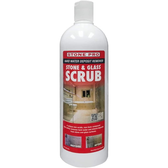 Stone Pro Stone & Glass Scrub for Cleaning Granite Countertops, Travertine Showers, Glass Shower Doors & Glass Shower Enclosures (1 Quart 32 Fl Oz)