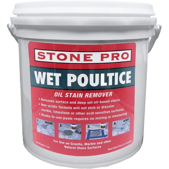 Stone Pro Wet Poultice Oil Stain Remover for Pulling Oil & Water Borne Stains Out of Natural Stone Surfaces (3 Lb.)