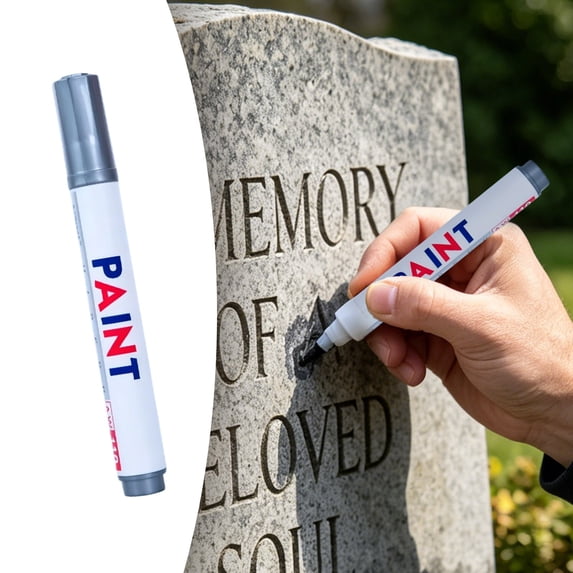 Stone Restoration Marker Pen Set 5ml, Waterproof Heat Resistant Metal Tip Paint Pens, Engraving Repair, Concrete Stone Metal Surface Refinishing, Multi Color Outdoor Durable Repair Kit, Silver