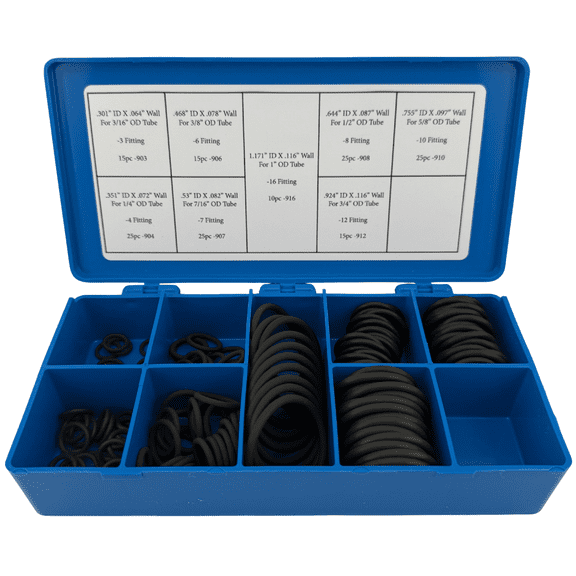 Stone River Products SAE Boss O-Ring Kit, 155 Piece FKM 90A Assortment, 8 SAE 900 Series Sizes for Straight Thread Fittings