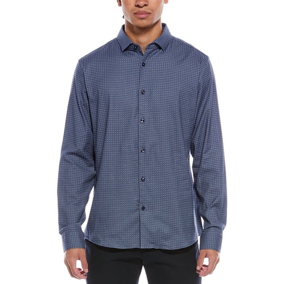 Stone Rose mens Stretch Print Shirt, 2/S, Blue