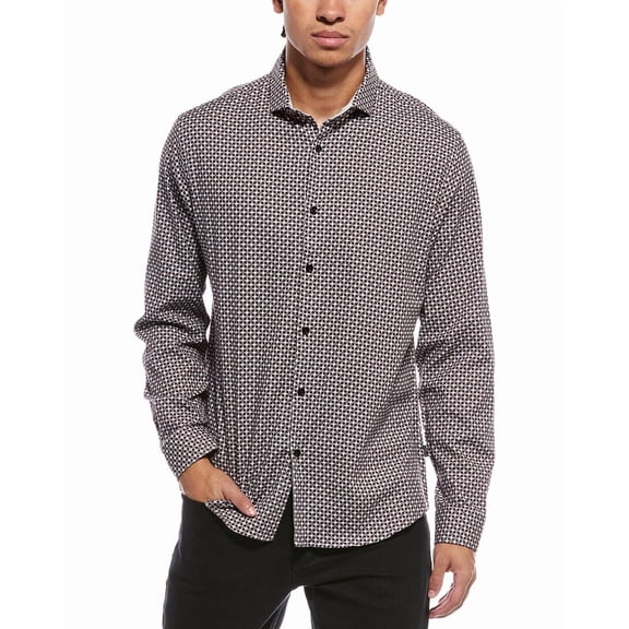 Stone Rose mens  Stretch Print Shirt, 3/M, Red