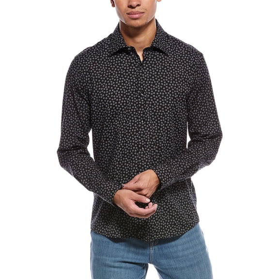 Stone Rose mens  Stretch Print Shirt, 6/XXL, Black