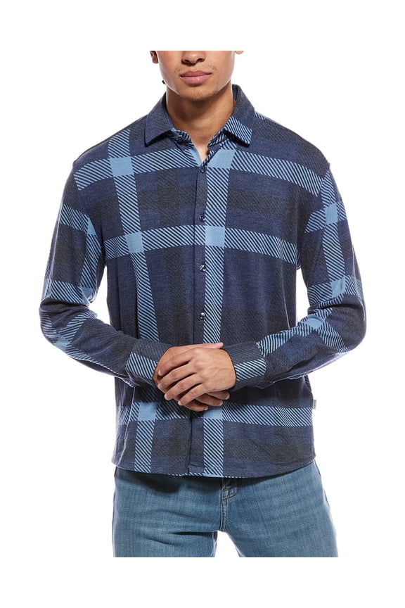 mens  Technical Performance Fleece Shirt, 2/S, Blue