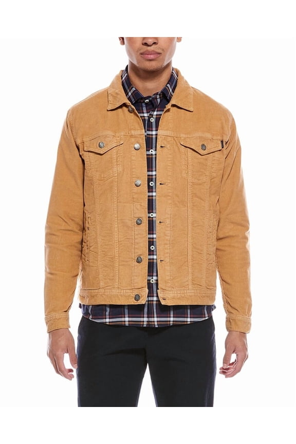 mens Washed Corduroy Trucker Shirt Jacket, 5/XL, Brown