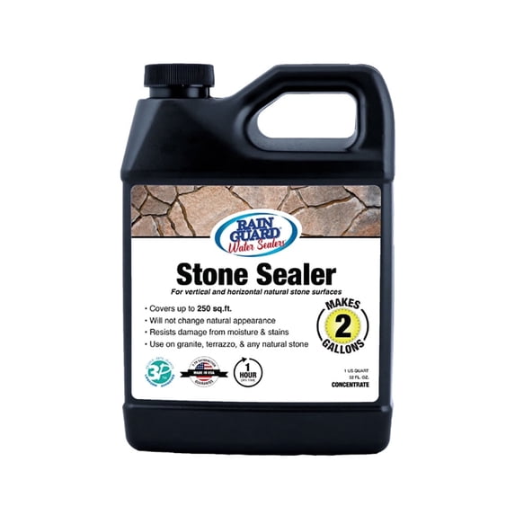 Rainguard Stone Sealer Concentrate, Waterproofer for All Stone Surfaces, Natural Finish, Makes 2 Gallons