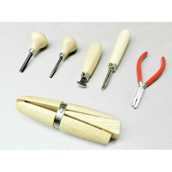 Stone Setting Tool Kit Bezel Roller Burnisher Plier Prong Pusher Jewelry 6pc Set
