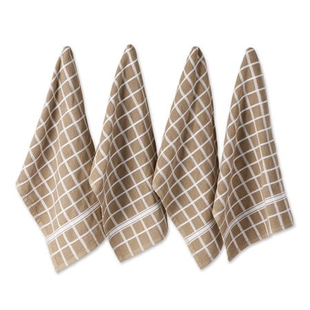 DII Stone Solid Windowpane Cotton Terry Dishtowel 4 Piece 16x26