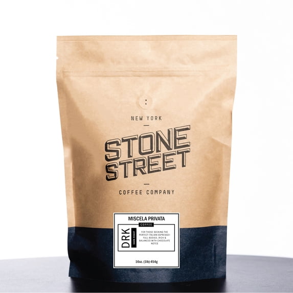 Stone Street Miscela Privata Dark Roast Kosher Coffee | Hint of Chocolate | Whole Bean, Fine Grind Varieties